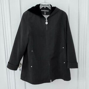 Vintage Fleet Street black coat with hood, women's S